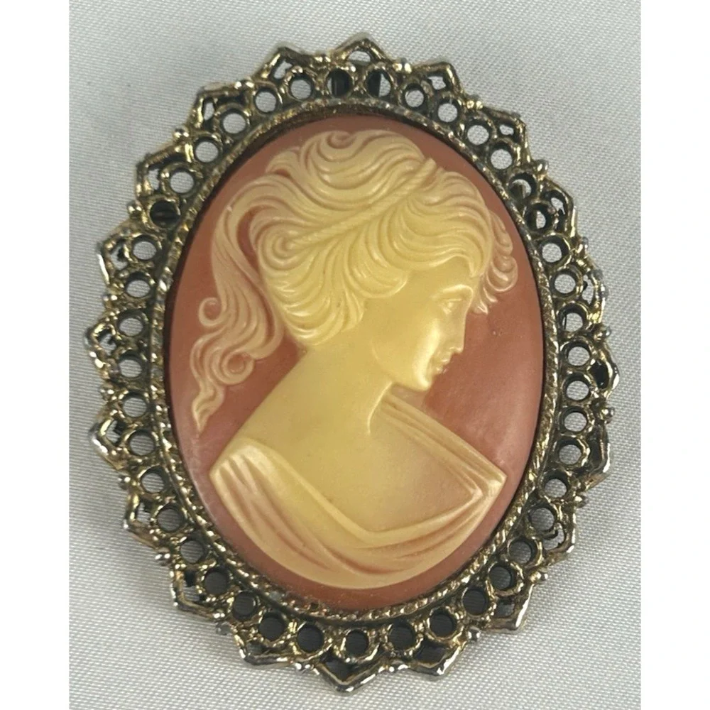 Vintage Victorian Lady Portrait Coral 2